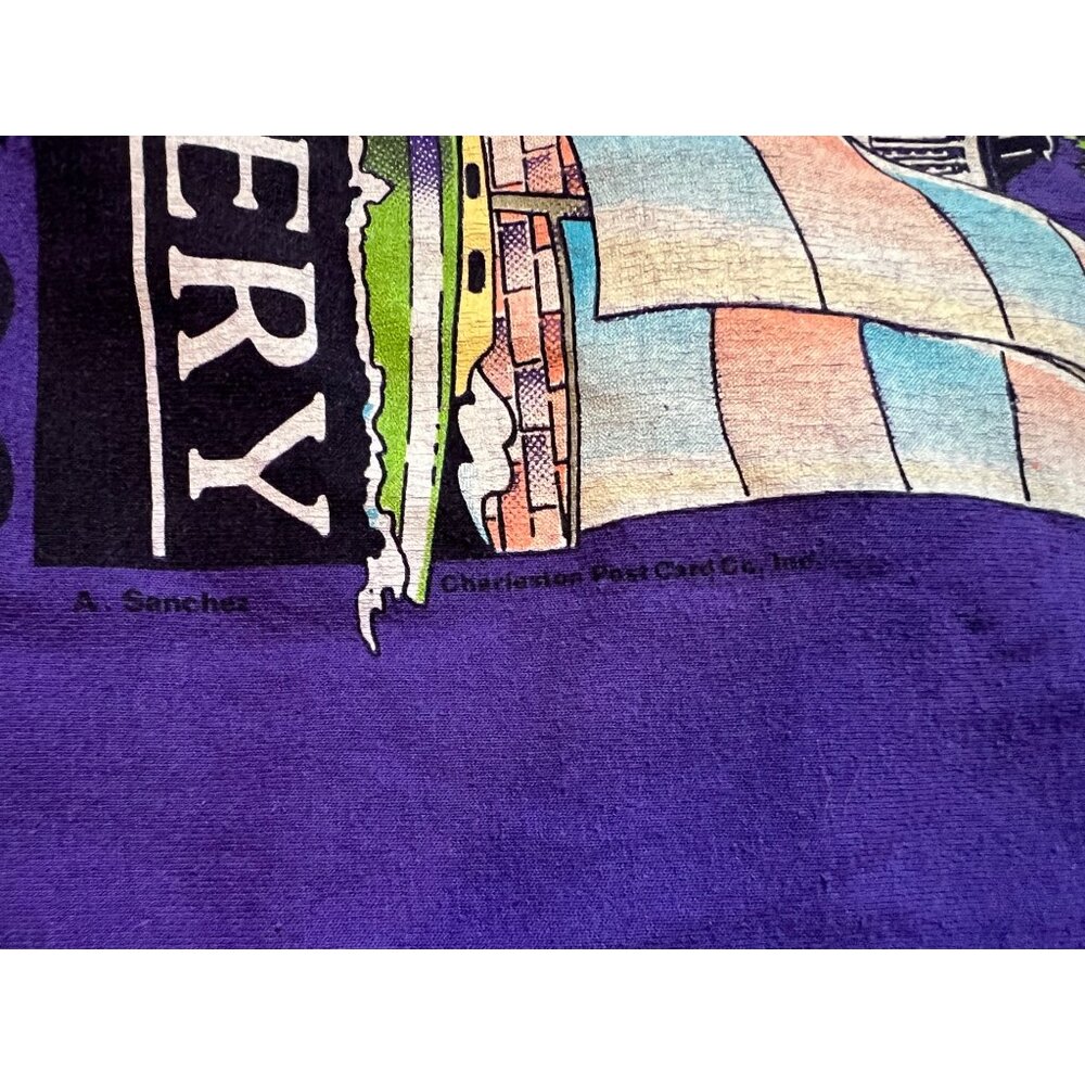Vintage Hanes High Battery Charleston S.C. Purple Graphic T-Shirt XL 90s USA - Picture 5 of 6
